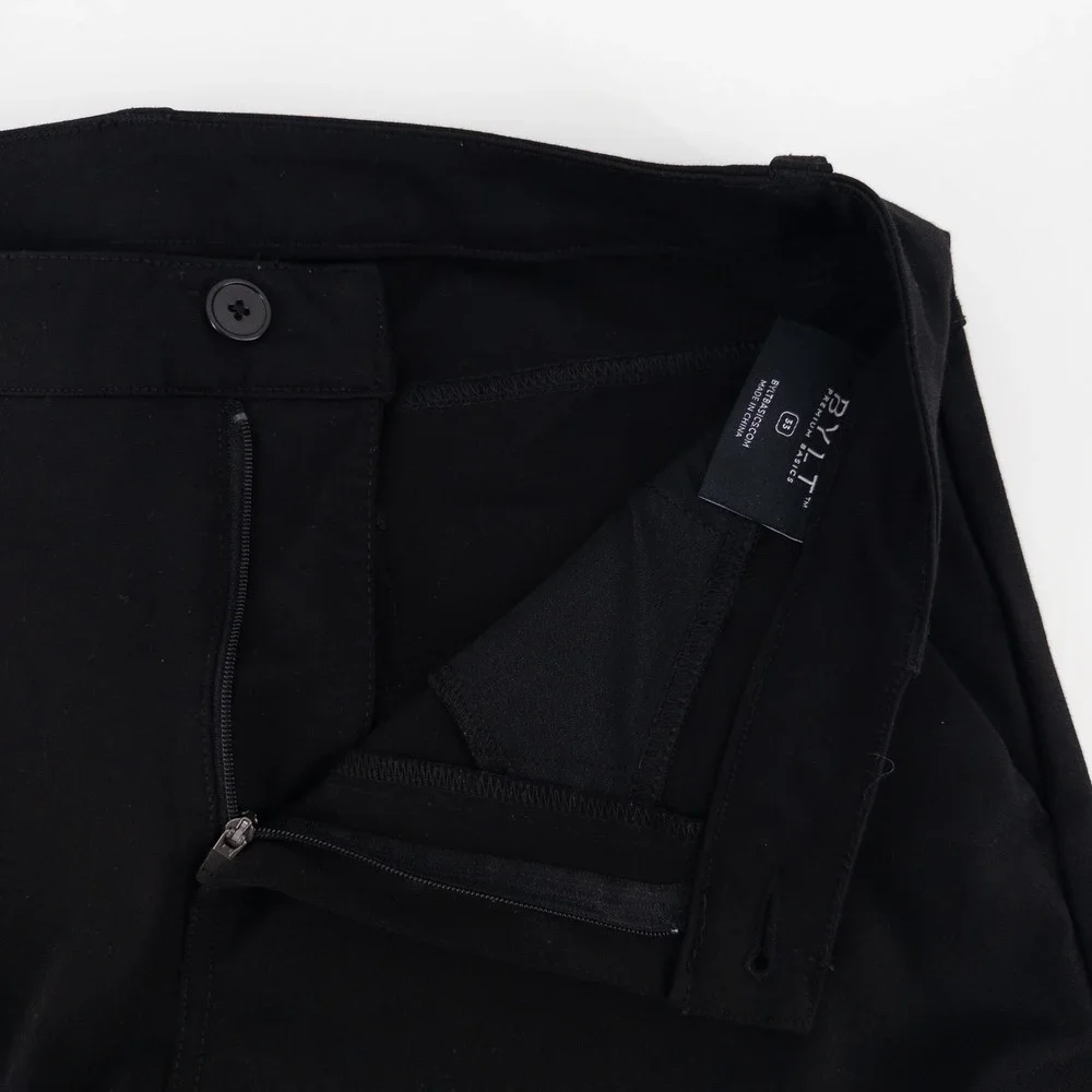 BYLT Mens 33x28‎ Everyday Pant 2.0 Straight Fit Chino Black Stretch Trousers
